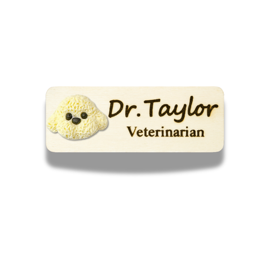 3D Milky Poodle Puppy Dog Personalized Personalized Name Tag