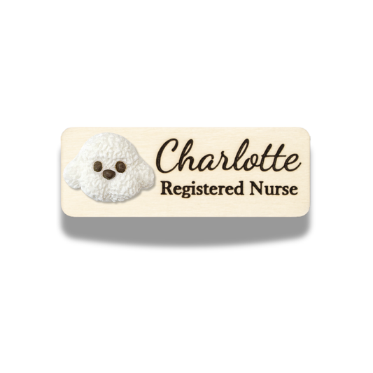 3D White Poodle Puppy Dog Personalized Personalized Name Tag