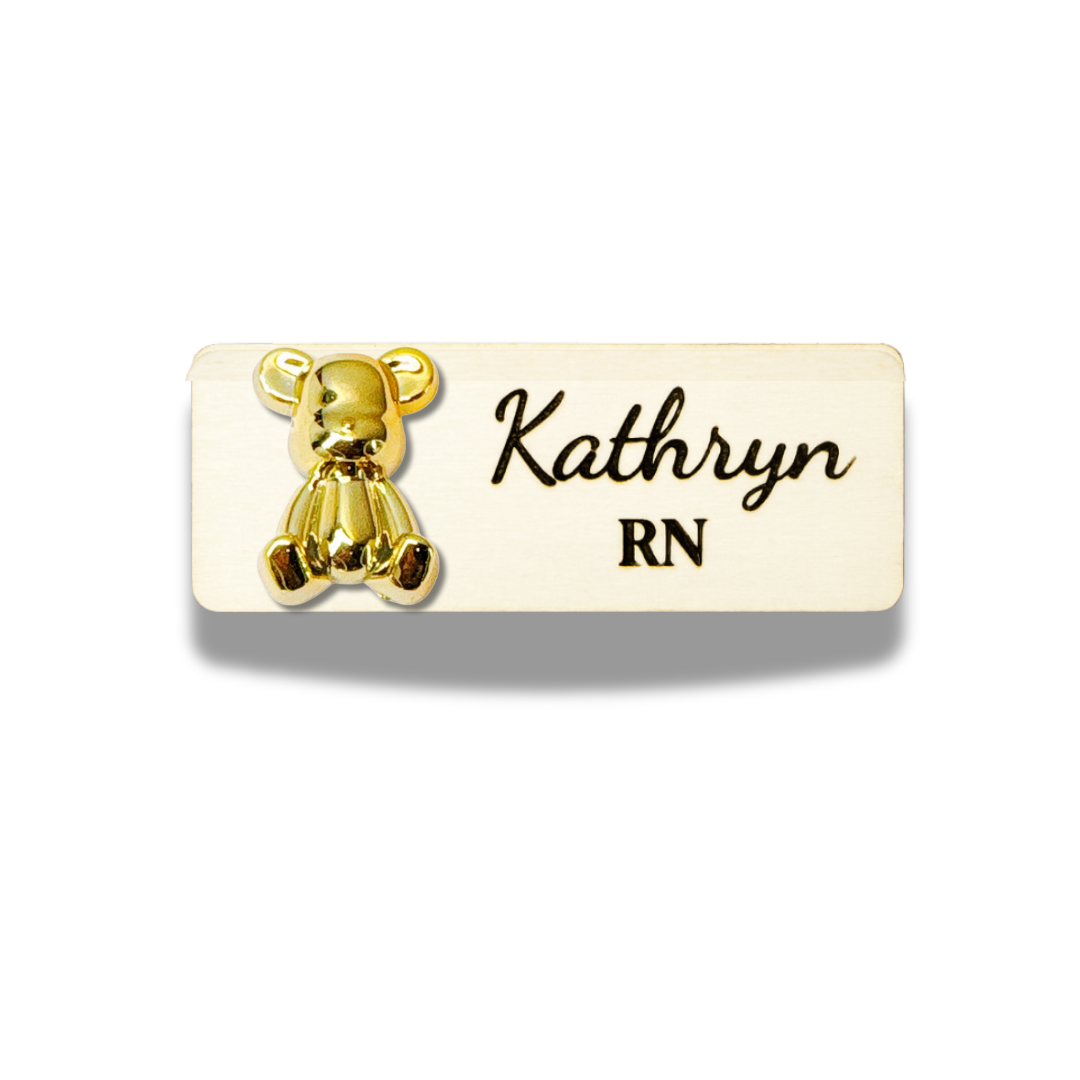 Silver Metallic Effect Bear Personalized Personalized Name Tag