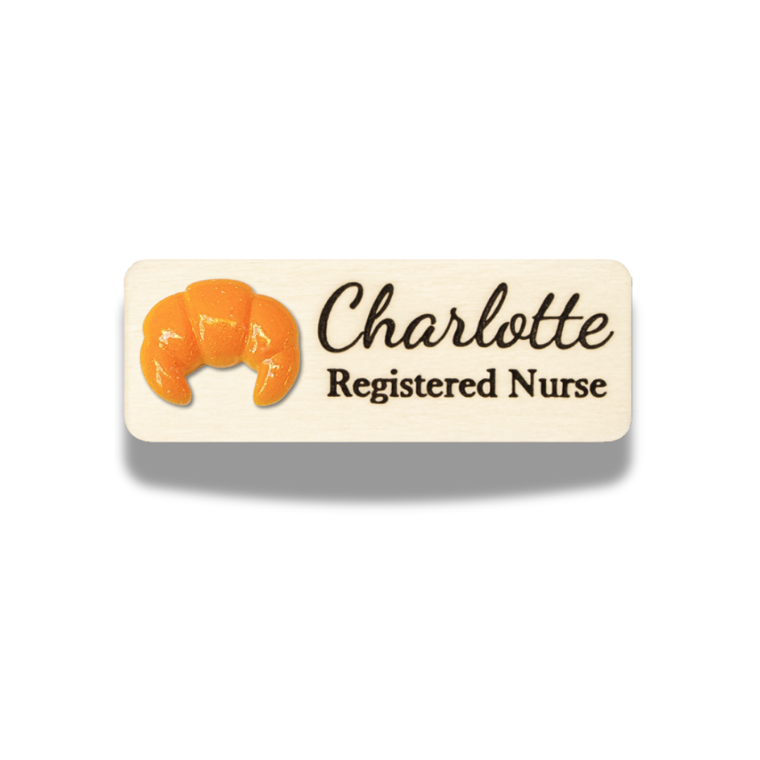 Bakery 3D Crescent Croissant Bread Personalized Name Tag
