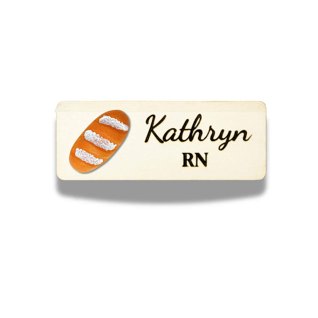 Bakery 3D Crescent Croissant Bread Personalized Name Tag