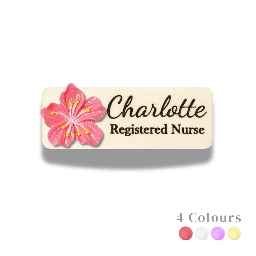 3D Yellow Sakura Flower Personalized Name Tag