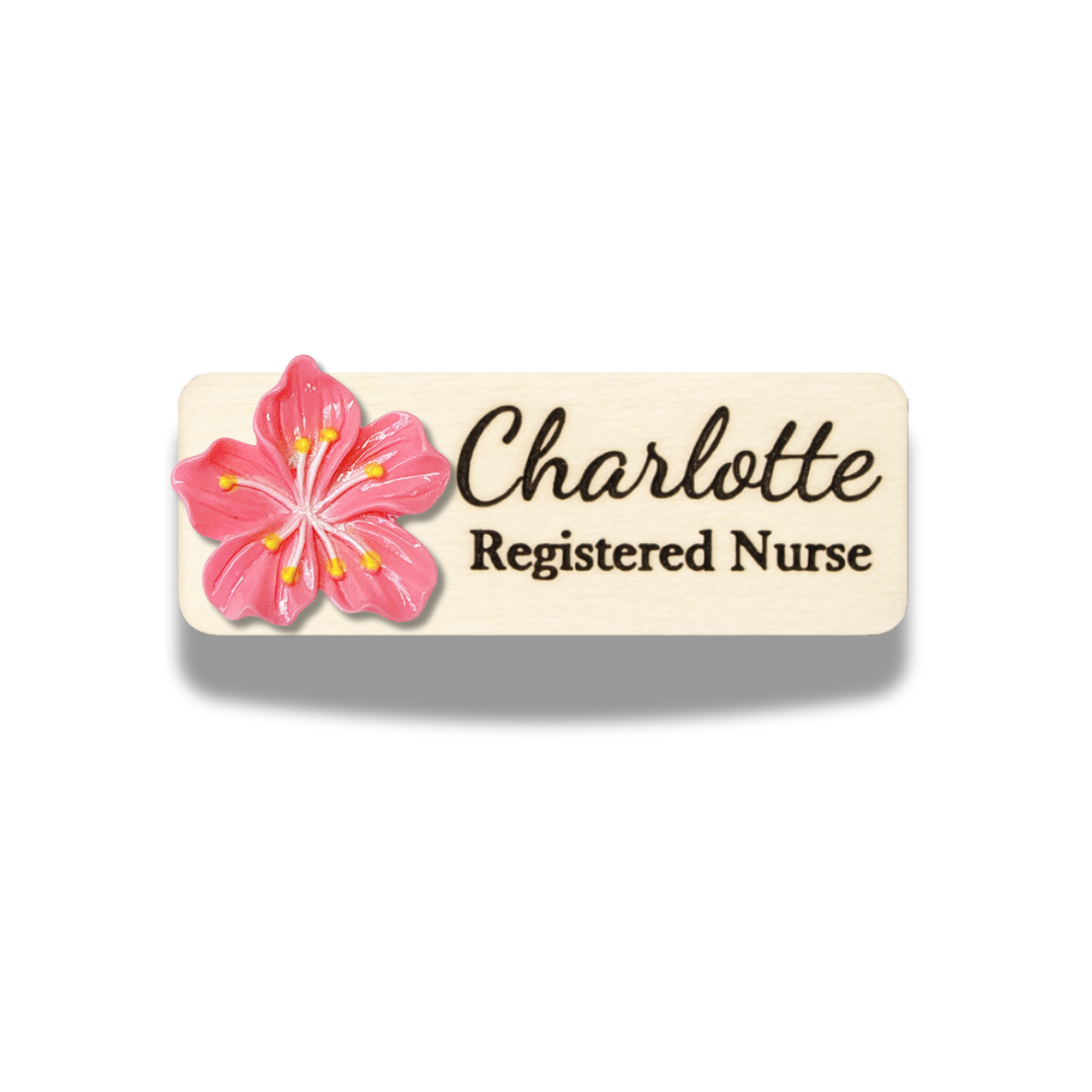 3D White Sakura Flower Personalized Name Tag