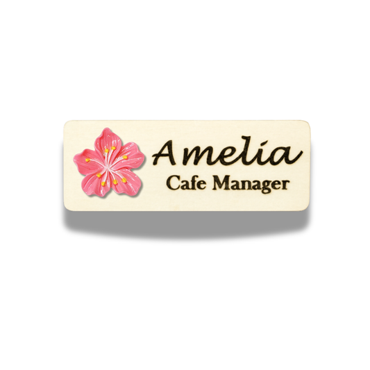 3D Yellow Sakura Flower Personalized Name Tag