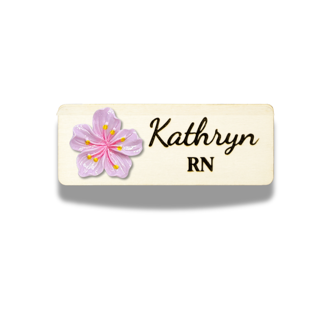 3D White Sakura Flower Personalized Name Tag