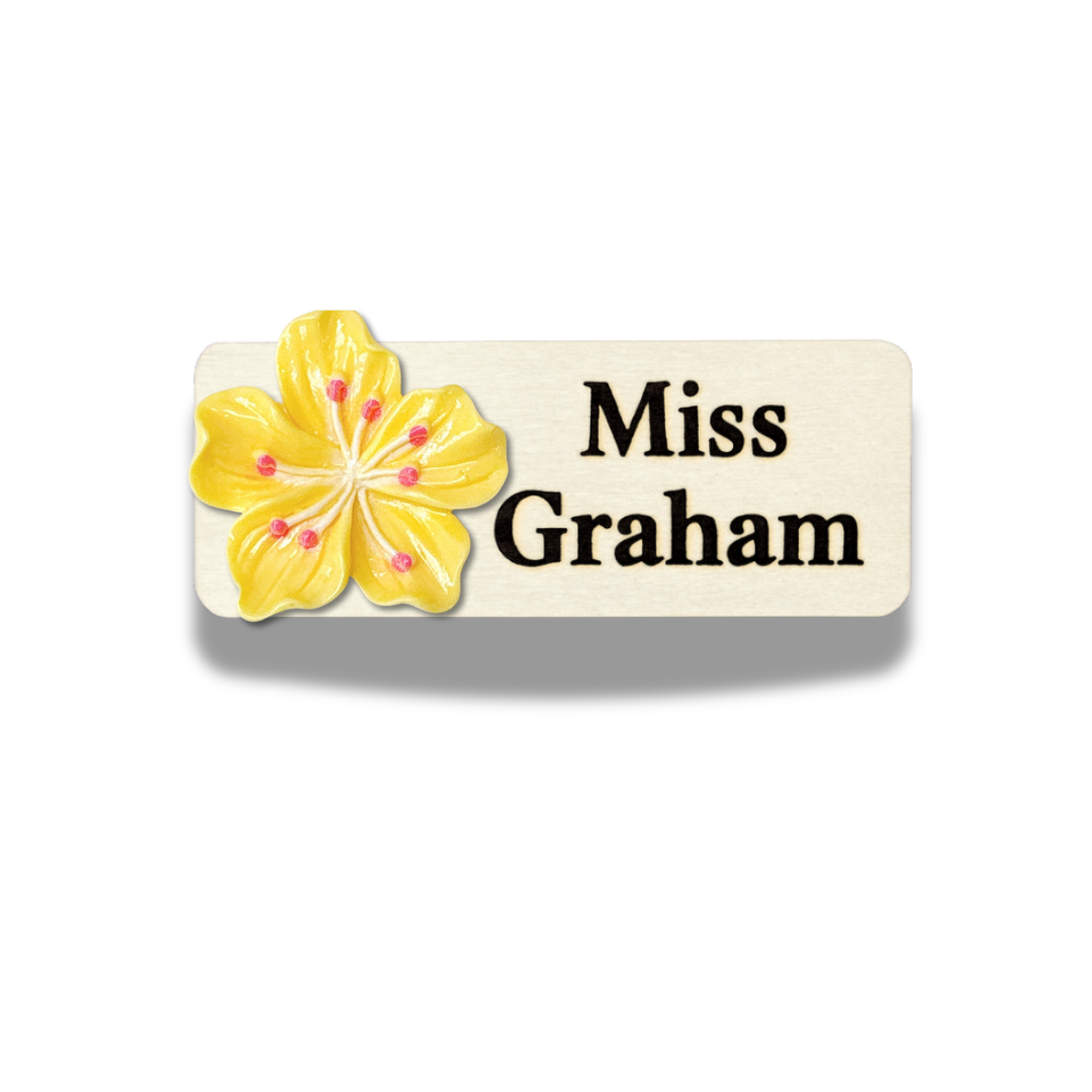 3D White Sakura Flower Personalized Name Tag
