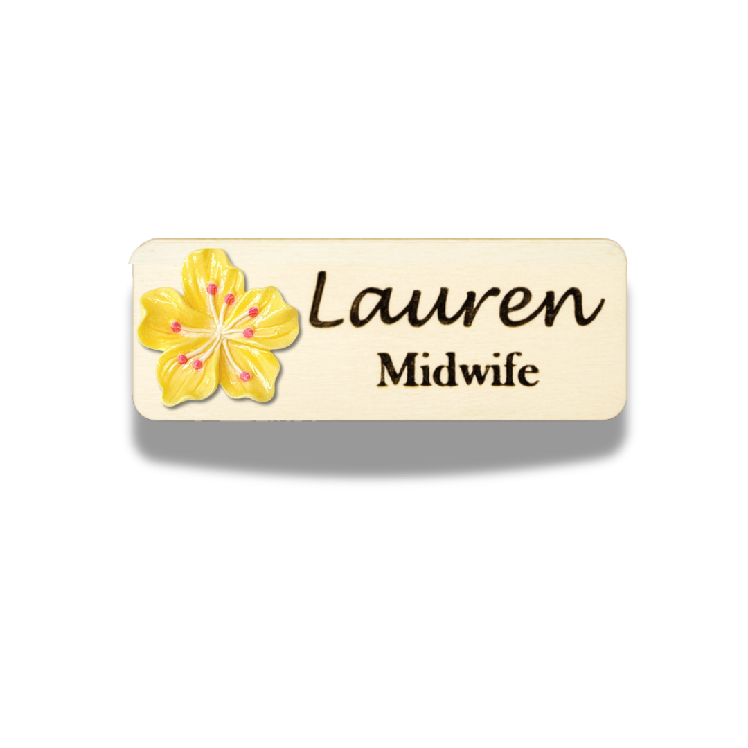3D White Sakura Flower Personalized Name Tag