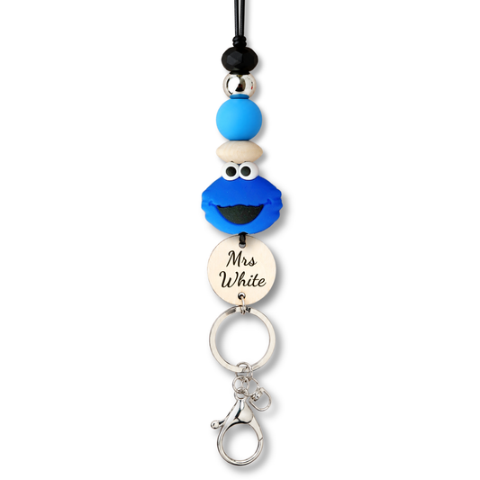 Cookie Monster Personalized Name Teacher ID Key Lanyard