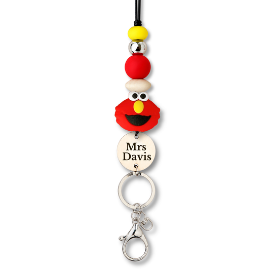 Elmo Personalized Name Teacher ID Key Lanyard