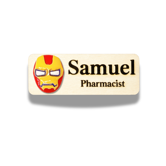 3D Iron Man Super Hero Personalised Name Tag