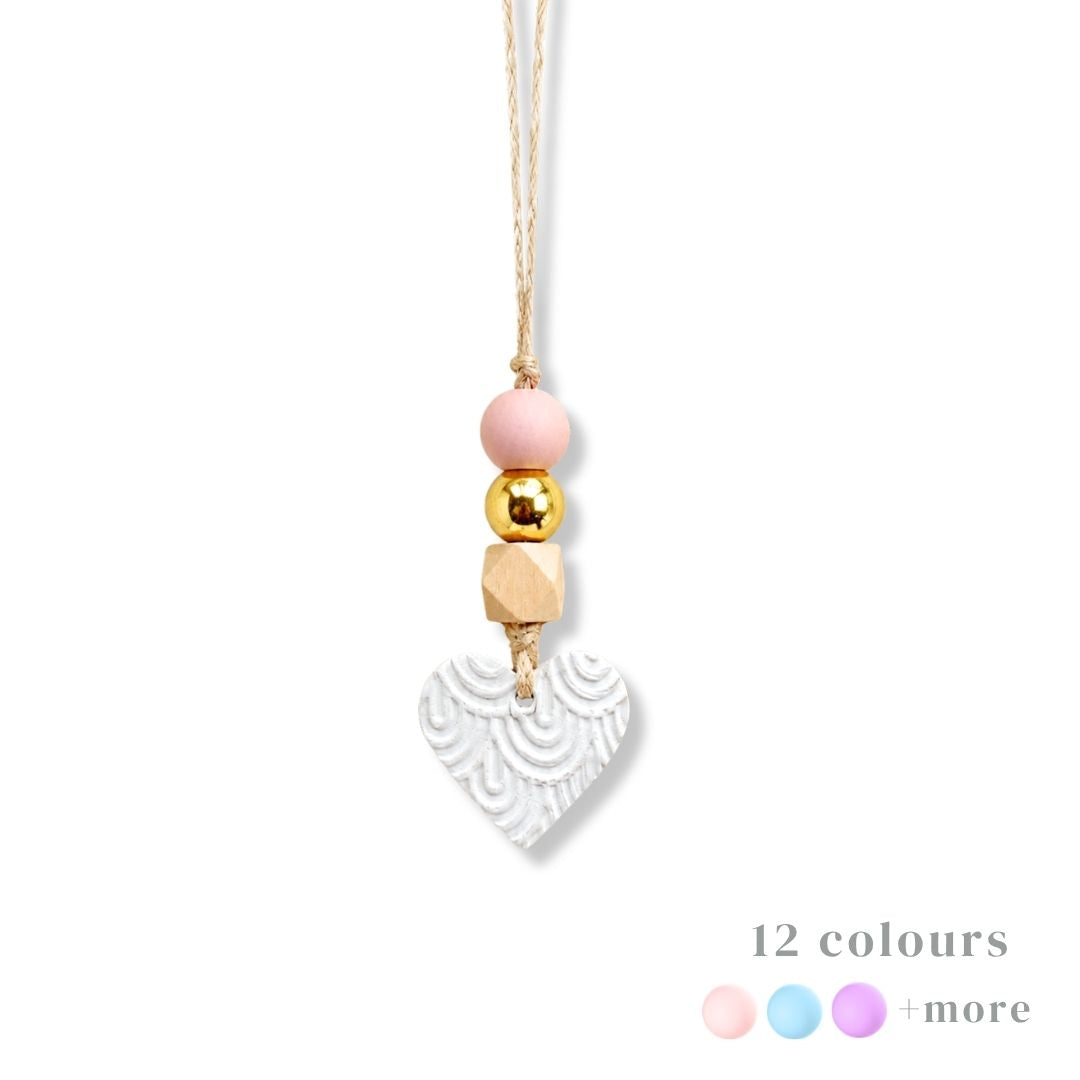 Handcraft Heart Pendant with Polymer Clay Beaded Hanging Charm