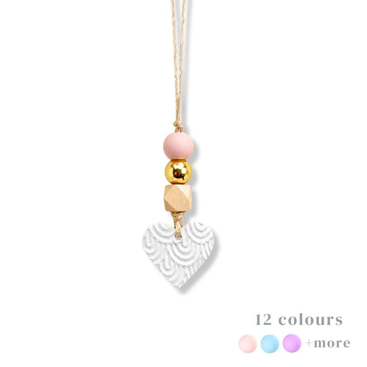 Handcraft Heart Pendant with Polymer Clay Beaded Hanging Charm