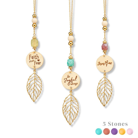 Amazonite Bible Message with Gold Leaf Essential Oil Car Hanging Charm