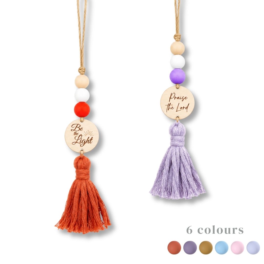 Orchid Bible Verse Yarn Tassel Essential Oil Car Diffuser Hanging Charm
