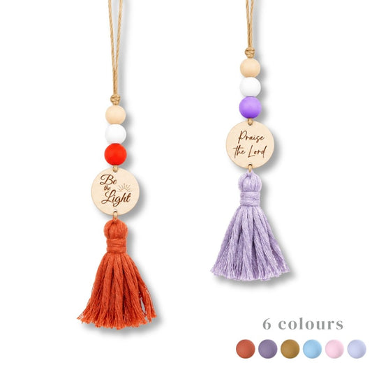 Orchid Bible Verse Yarn Tassel Essential Oil Car Diffuser Hanging Charm