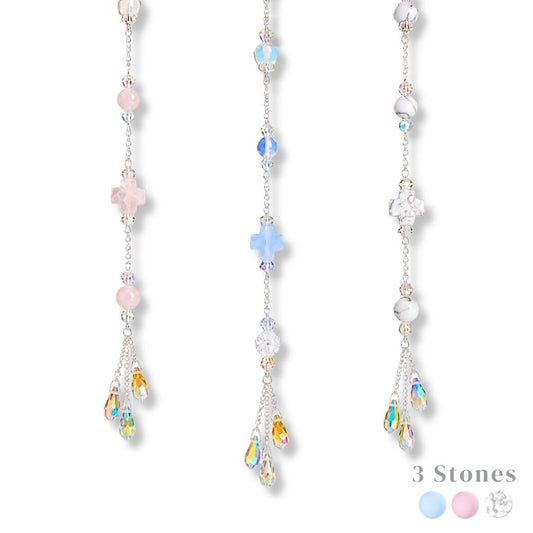 Crystal Car Charm Suncatcher | Rearview Mirror Hanging Ornament | Rainbow Prism Beaded Decoration