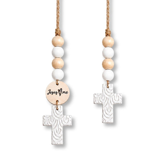 Christian Car Charm with Cross & Scripture Tag