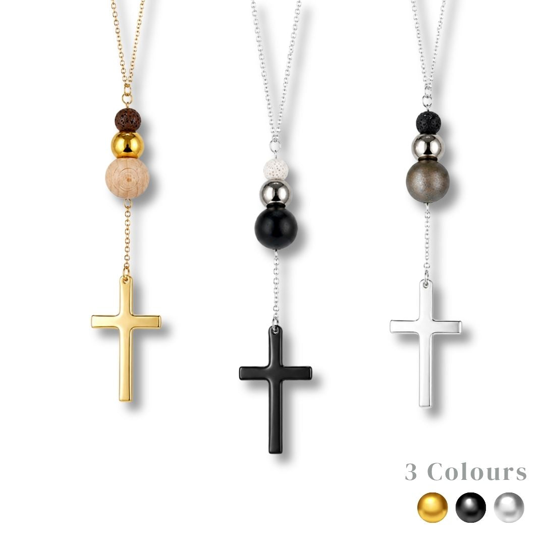 Shining Silver / Golden Cross Pendant Essential Oil Car Hanging Charm
