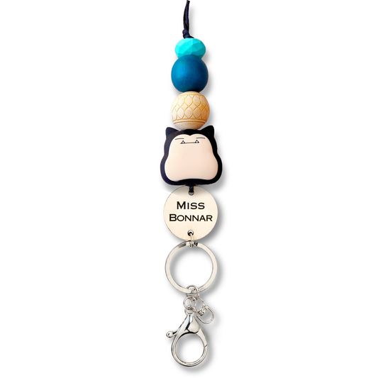 Pokemon Snorlax Inspired Personalized Name Teacher ID Key Lanyard