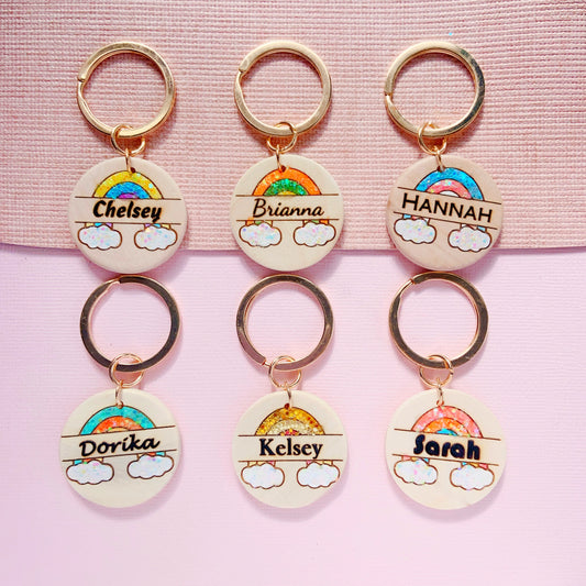 Personalized Rainbow Keychain with Custom Name Engraving
