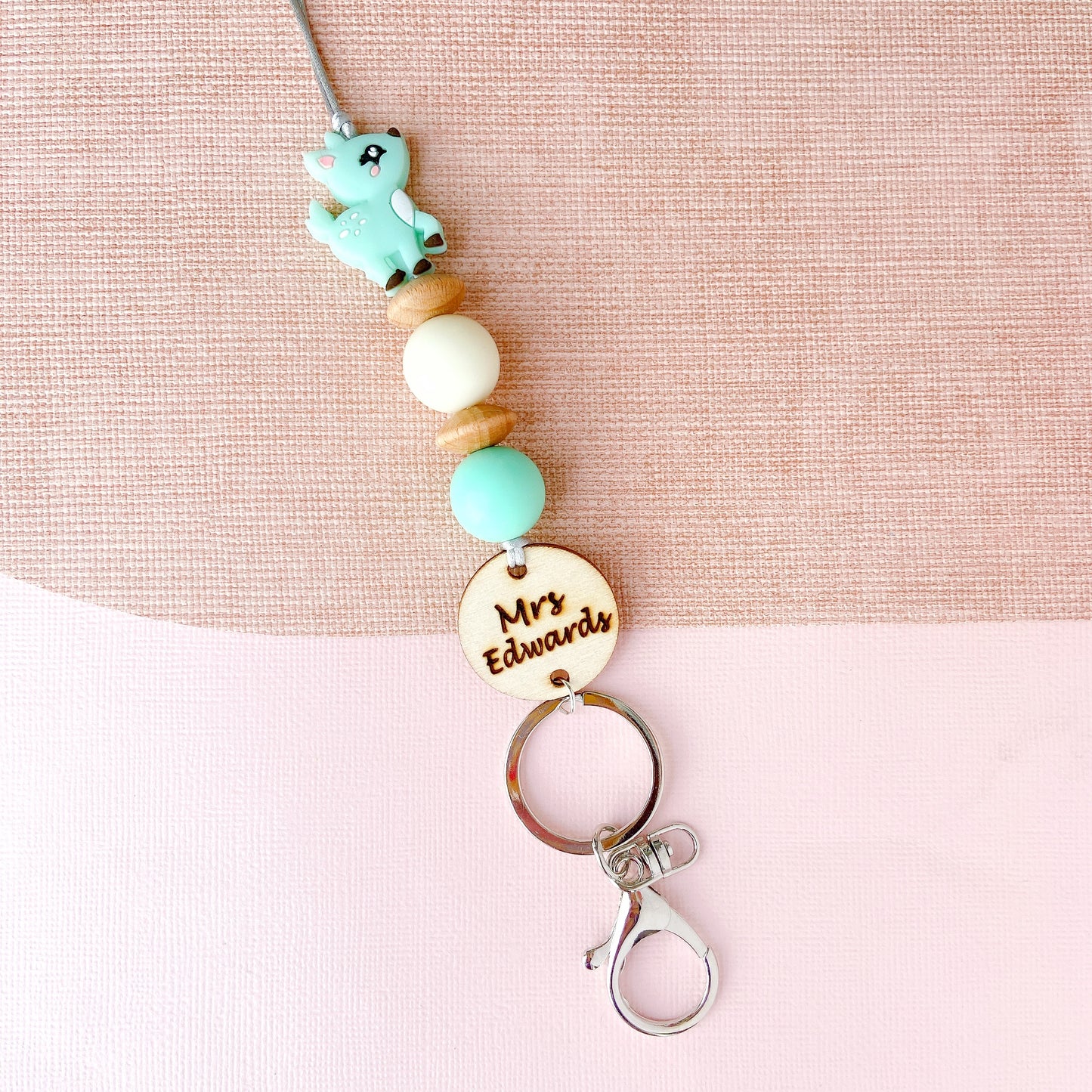 Adorable Deer Personalized Name Teacher ID Key Lanyard