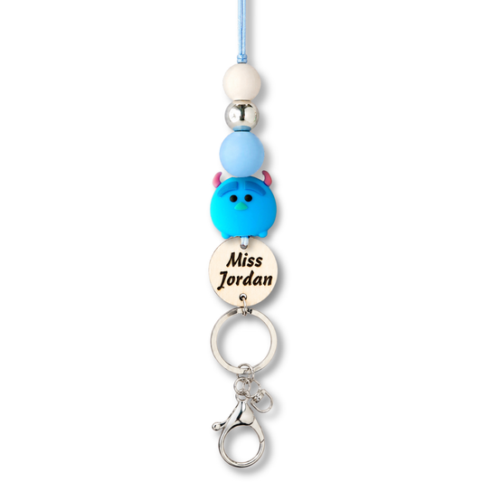 Monsters University Blue Monster Inspired Personalized Name Teacher ID Key Lanyard