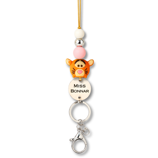 Tigger Personalized Name Teacher ID Key Lanyard