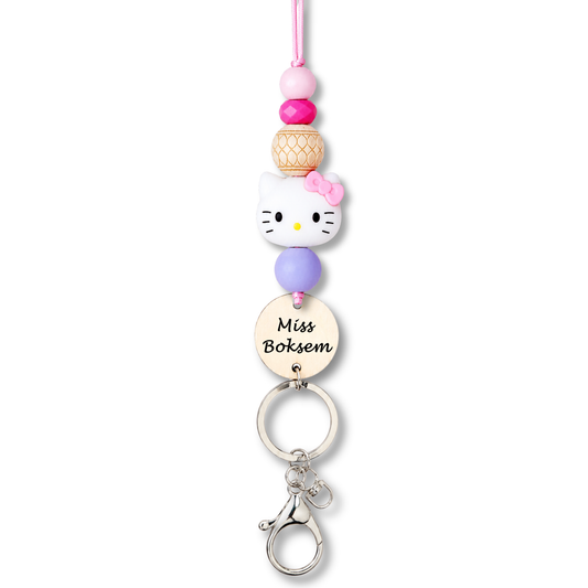 Adorable Kitty Cat Personalized Teacher Lanyard