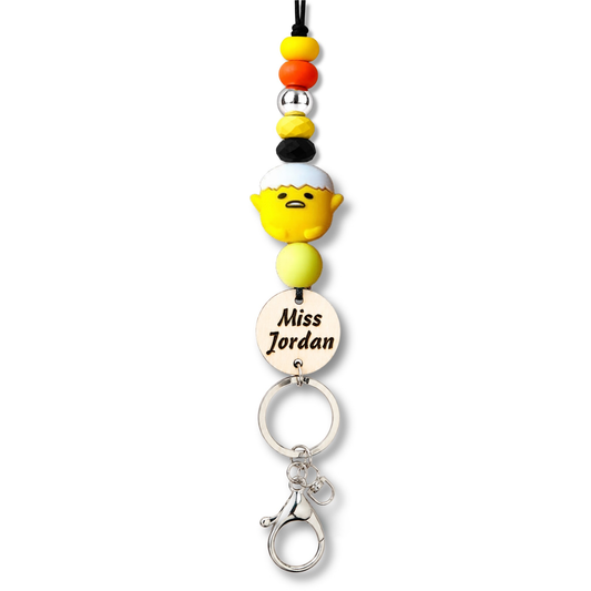 Gudetama Egg Inspired Name Personalized Teacher ID Key Lanyard