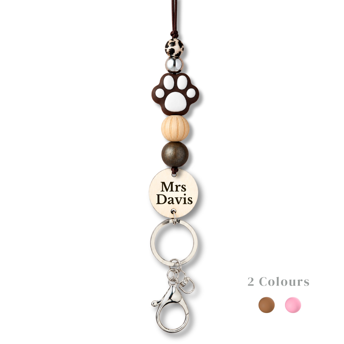 Animals Paw Print Personalized Name Teacher ID Key Lanyard