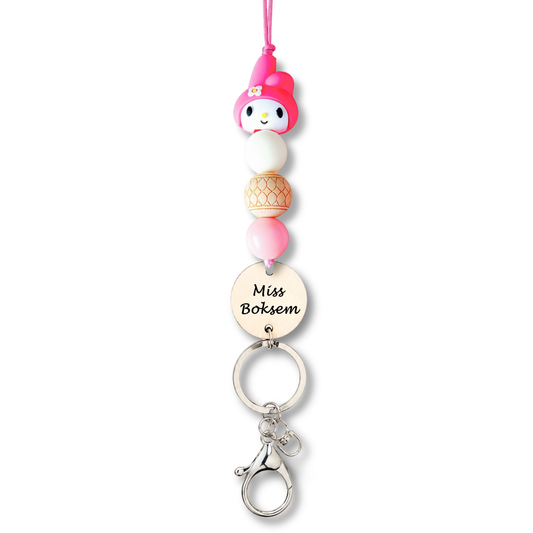 Pink My Melody Personalized Teacher ID Key Lanyard