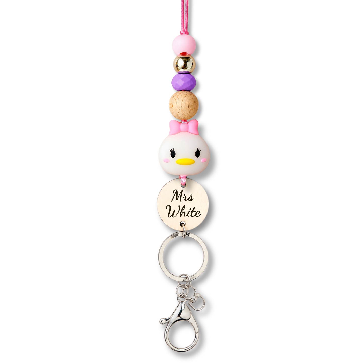Daisy Duck Personalized Name Teacher ID Key Lanyard