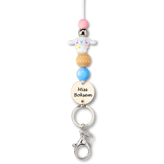 Adorable Cinnamoroll White Dog Personalized Teacher ID Key Lanyard