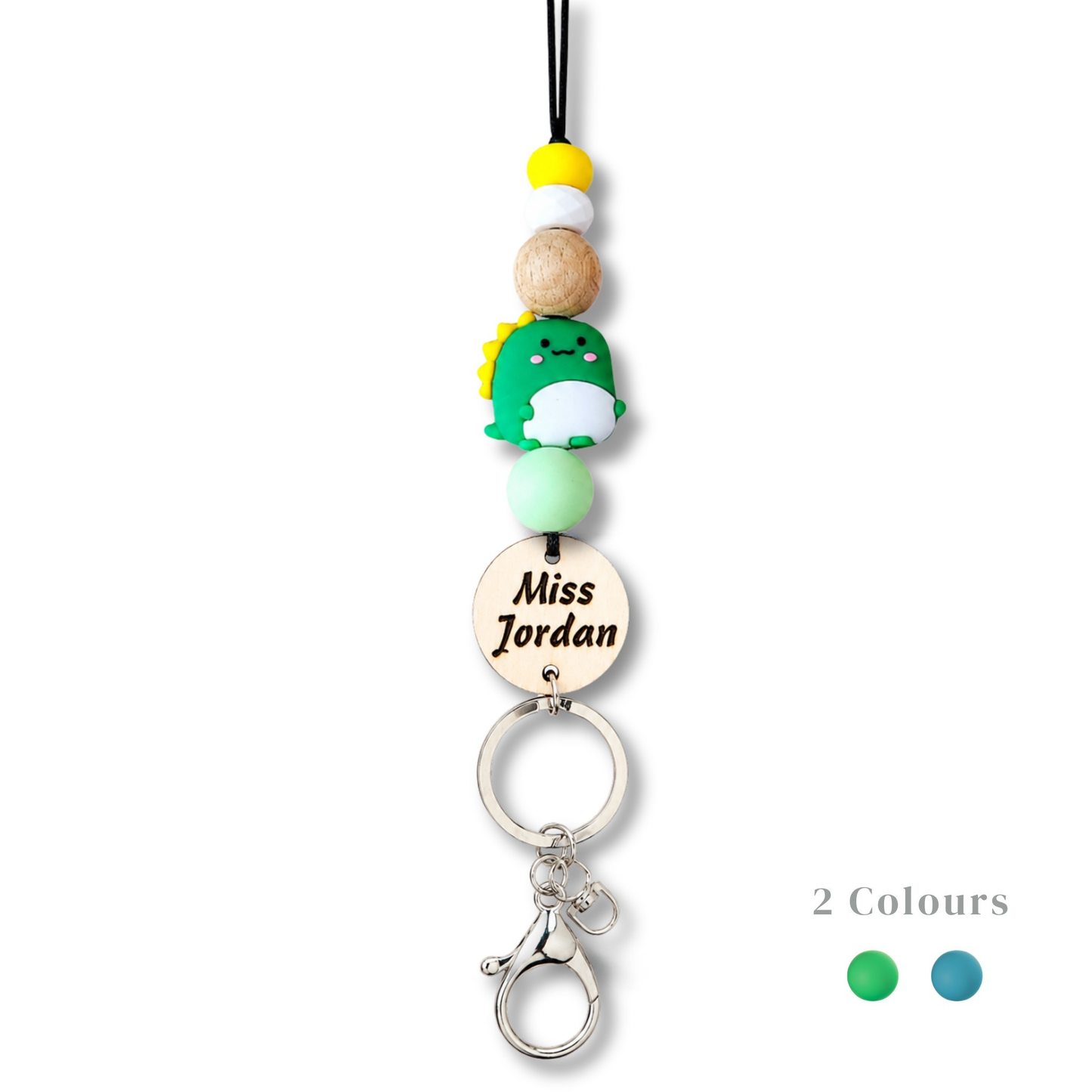 Chubby Dinosaur Personalized Name Teacher ID Key Lanyard