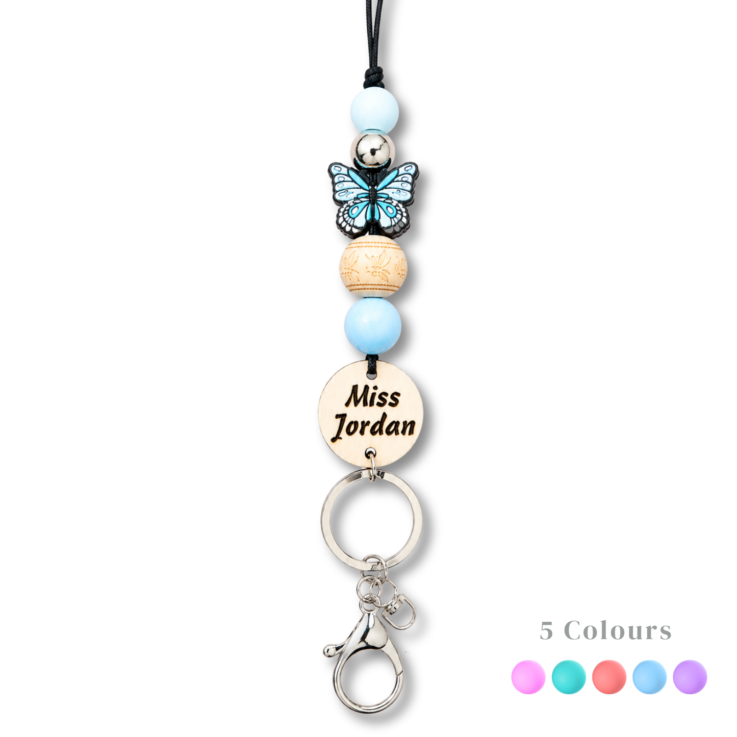Butterfly Personalized Name Teacher ID Key Lanyard