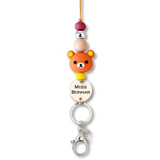 Rilakkuma Bear Inspired Name Personalized Teacher ID Key Lanyard