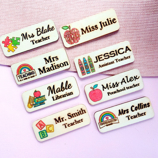 School Teacher Engraved Hand-Painted Personalised Name Tag