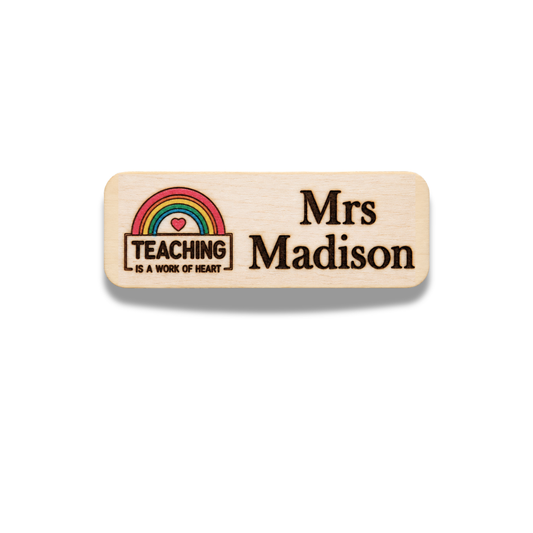 Personalised Teaching Heart Teacher Name Badge