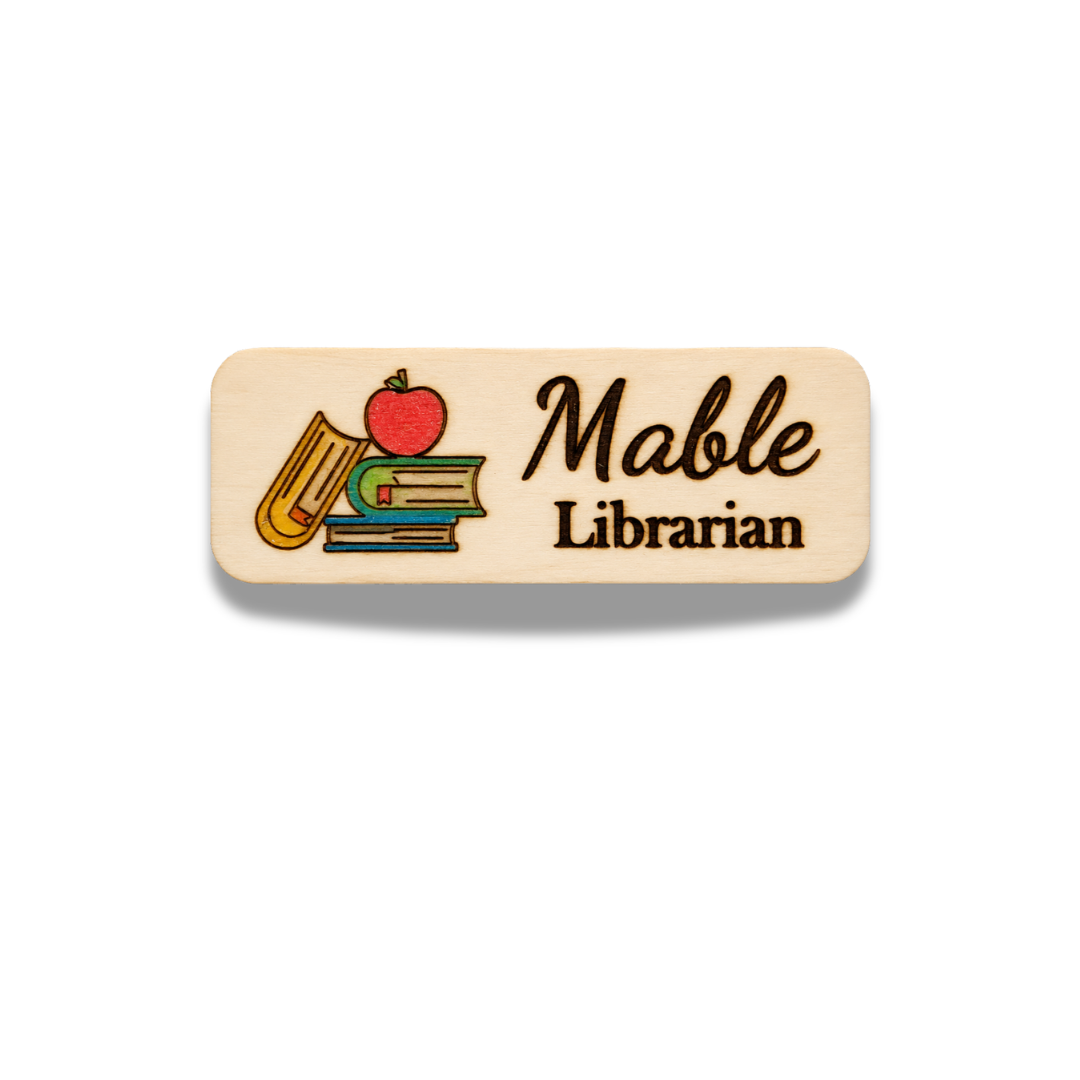 Personalised Apple and Books Teacher Name Badge