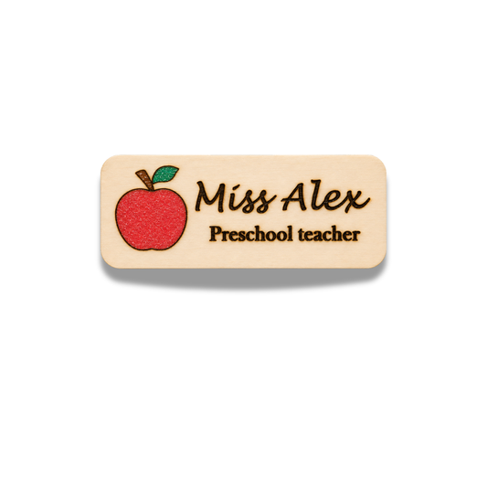 Personalised Red Apple Teacher Name Badge