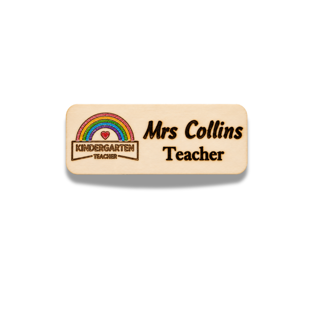 Personalised Rainbow Kindergarten Teacher Name Badge