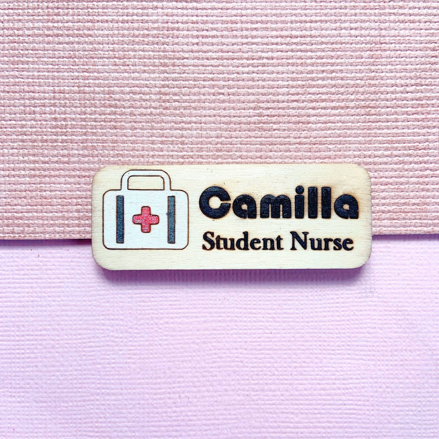 Heart Beat - Medical Theme Personalized Hand Painted Wooden Name Tag