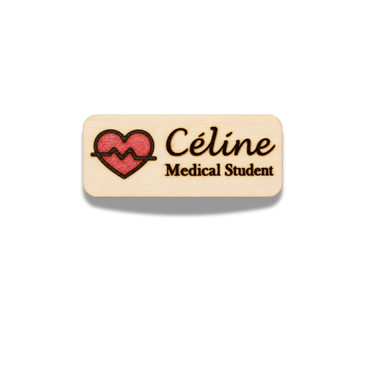 Heart Beat - Medical Theme Personalized Hand Painted Wooden Name Tag