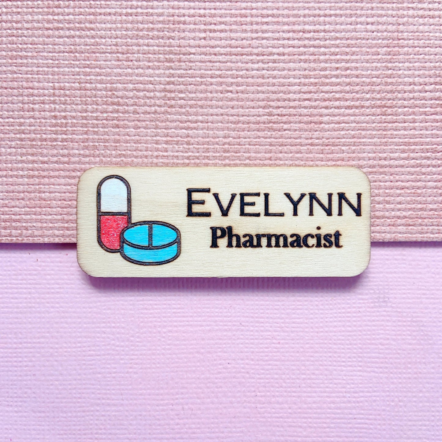 Heart Beat - Medical Theme Personalized Hand Painted Wooden Name Tag