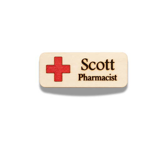 Red Cross - Medical Theme Personalized Hand Painted Wooden Name Tag