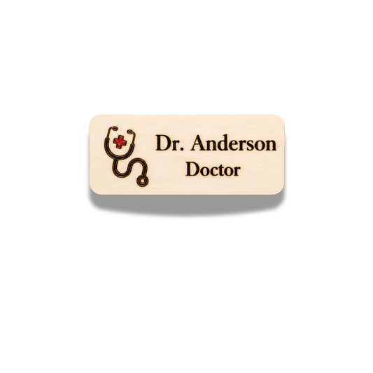Stethoscope - Medical Theme Personalized Hand Painted Wooden Name Tag