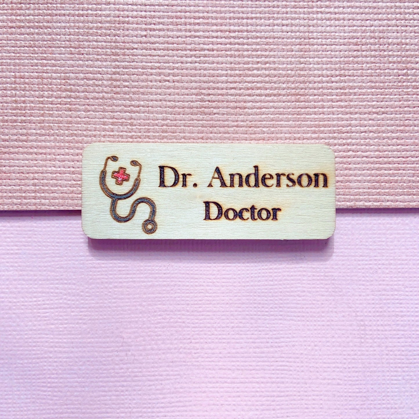 Heart Beat - Medical Theme Personalized Hand Painted Wooden Name Tag