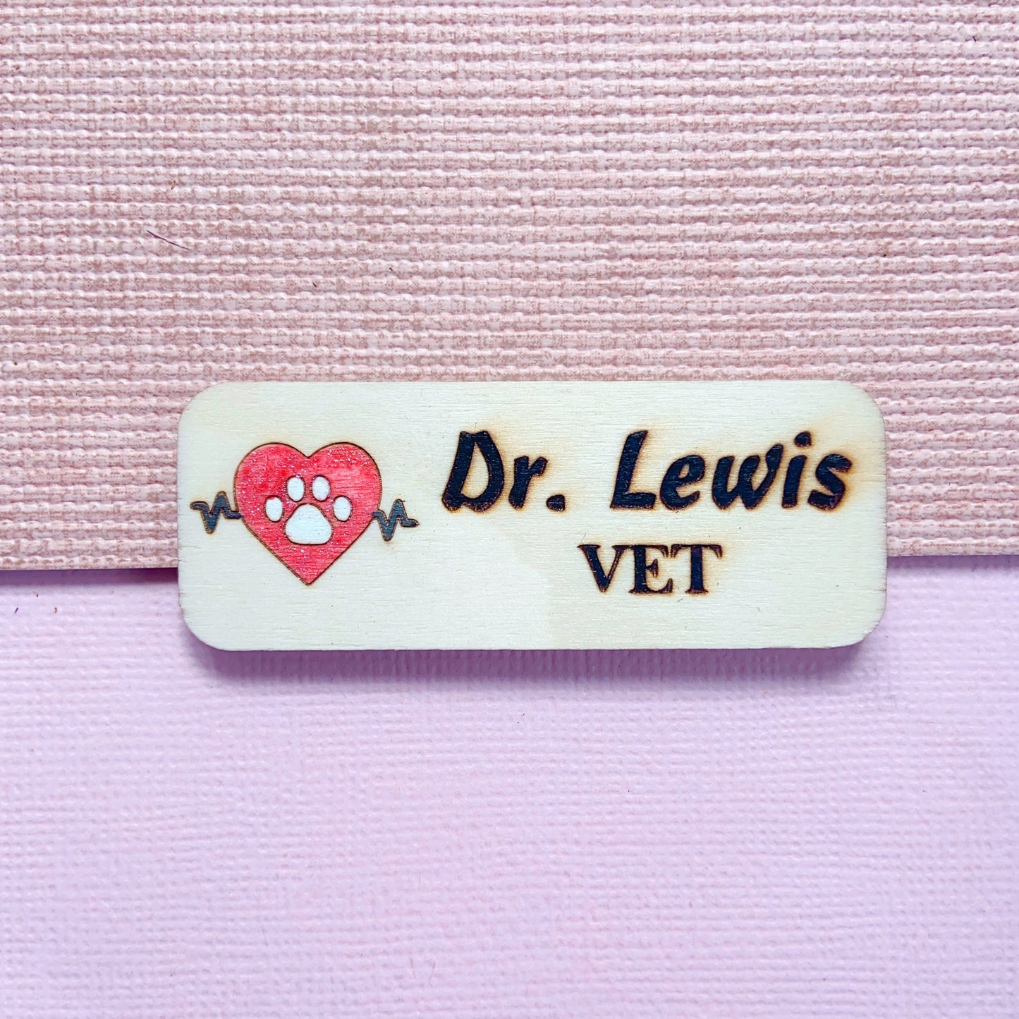 Veterinary Clinic VET Nurse Engraved Hand-Painted Personalised Name Tag