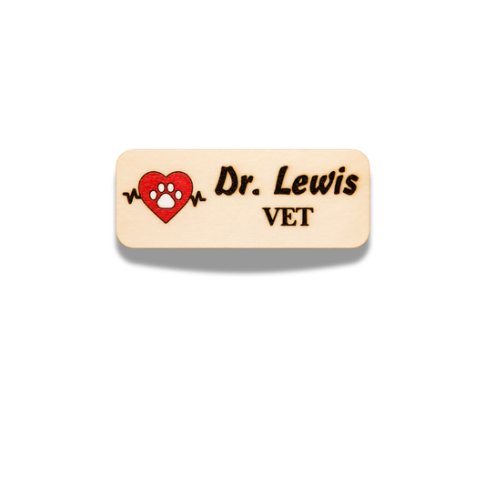 Heartbeat - Veterinary Clinic VET Nurse Engraved Hand-Painted Personalized Name Tag