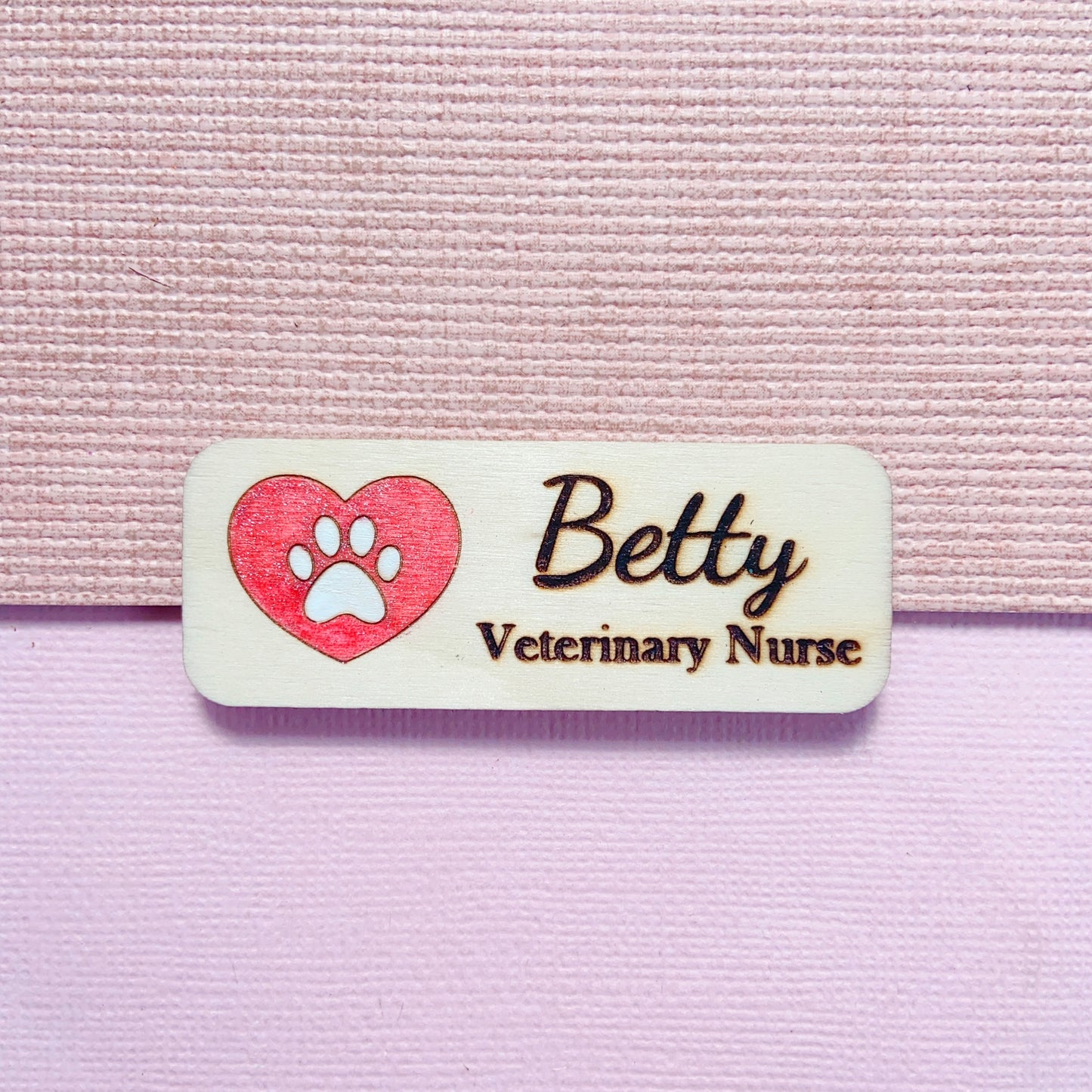 Veterinary Clinic VET Nurse Engraved Hand-Painted Personalised Name Tag